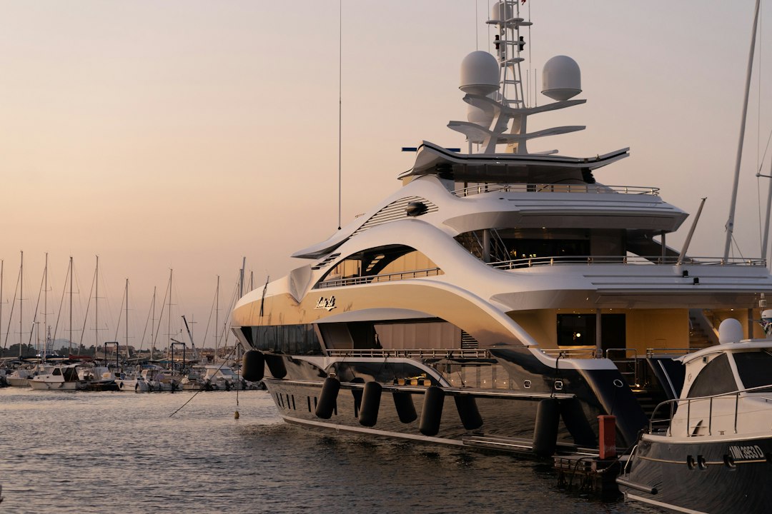 Superyacht moored at a marina